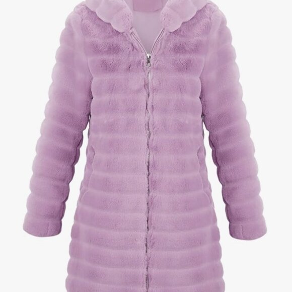 RISISSIDA Women Long Faux Fur Hooded Coat XXL - Picture 2 of 7